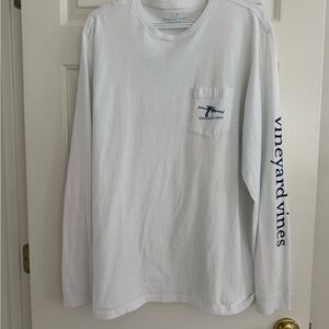Vineyard Vines White Long Sleeve Tee with Sleeve Graphic